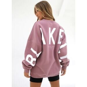 Blakely Isabel Oversized Crewneck Sweater Purple White Logo Women's Size M